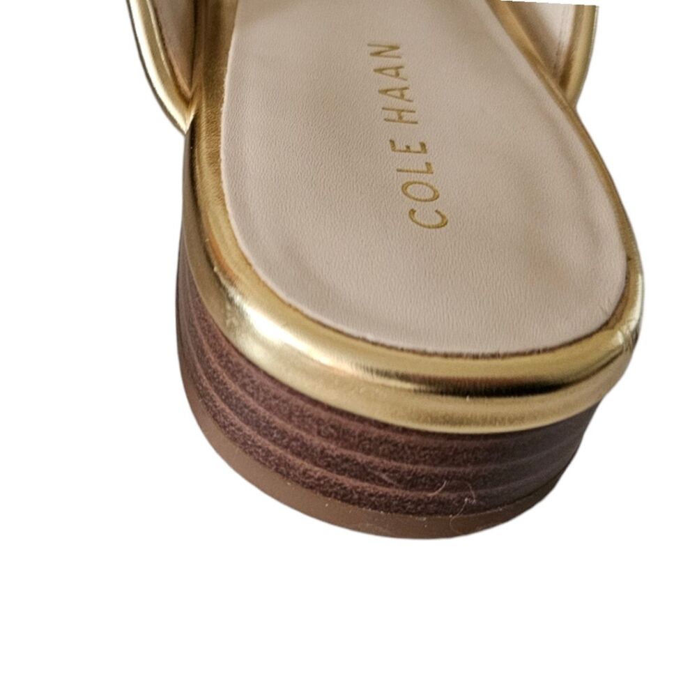 Cole Haan Cream Leather Mule Slides Gold Trim Loafers Women’s 6.5 - Picture 3 of 10